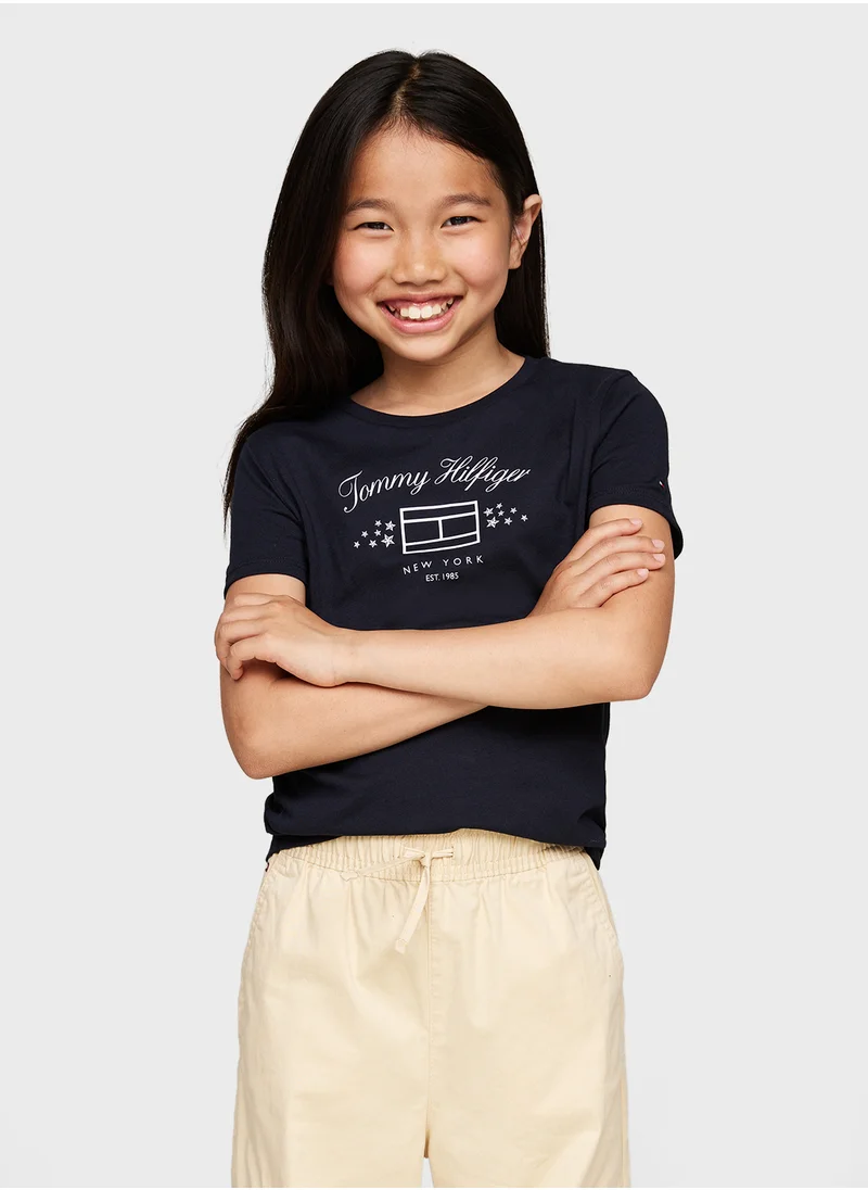 TOMMY HILFIGER Kids Logo Crew Neck T-Shirt