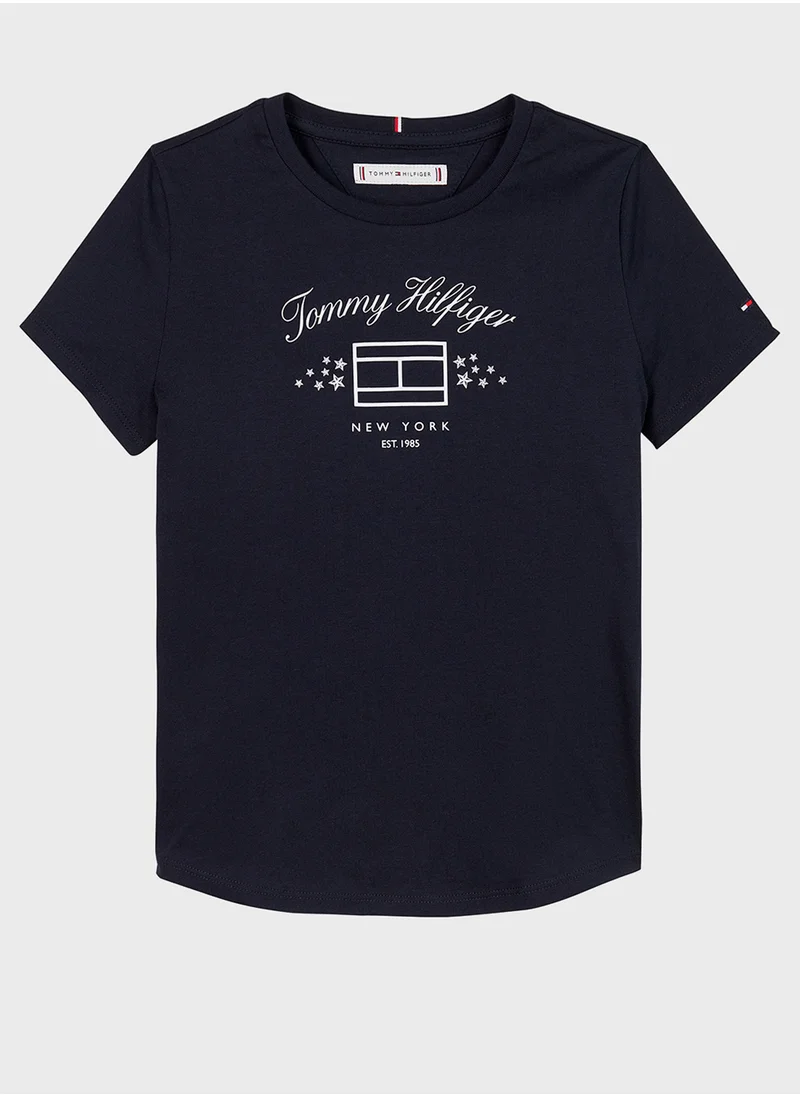 تومي هيلفيغر Kids Logo Crew Neck T-Shirt