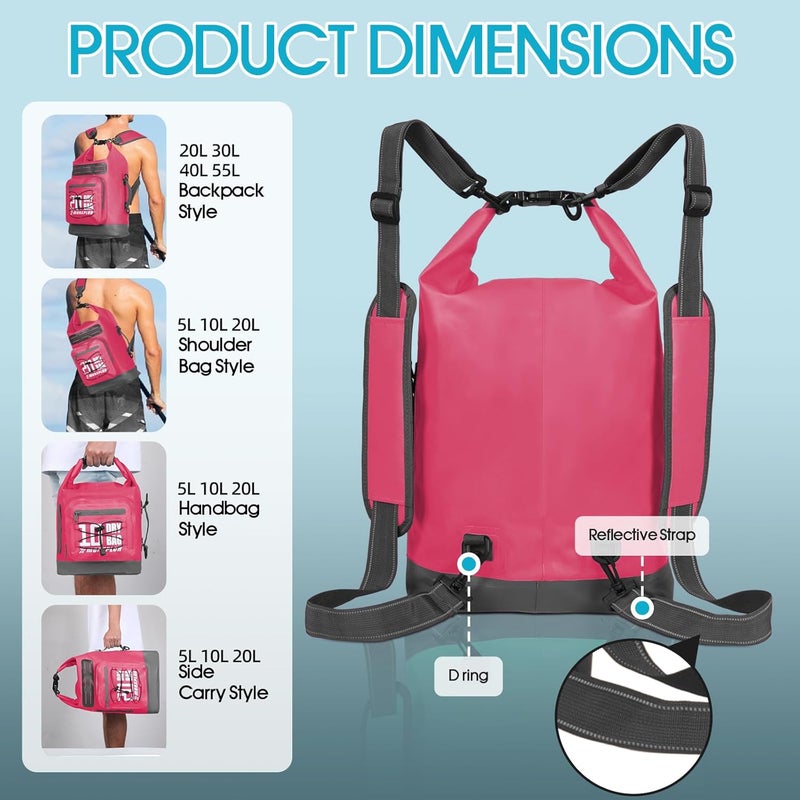 MORXPLOR Dry Bag Waterproof,5L/10L/20L/30L/40L/55L Roll Top Dry Bag Backpack with WaterProof Phone Case for Swim,Kayak - Image 4