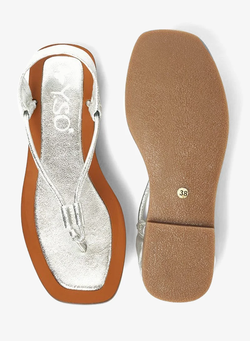 Y.so Silver Women's Flat Slingback Sandals – Slip-On Comfort with Backstrap Support for Women | Best Price UAE
