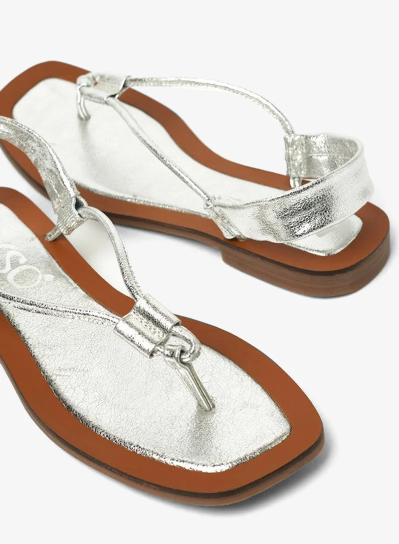 Y.so Silver Women's Flat Slingback Sandals – Slip-On Comfort with Backstrap Support for Women | Best Price UAE