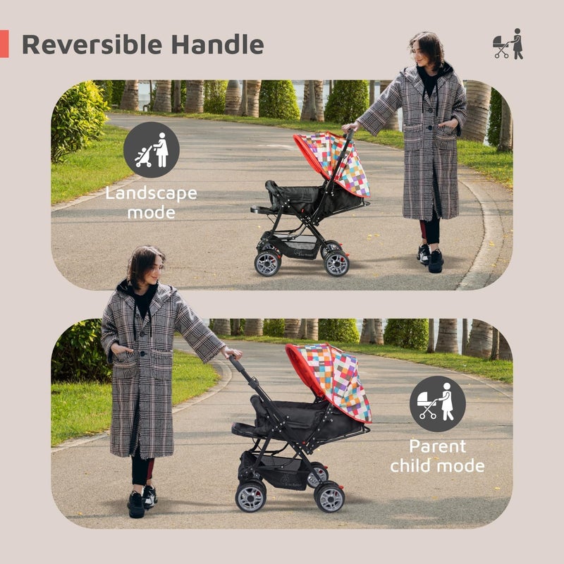 R for Rabbit Lollipop Lite Baby Stroller for 0 to 3 Years - Lightweight Pram with 5 Point Safety Harness and Reversible Handle (Black Multi) - Image 2