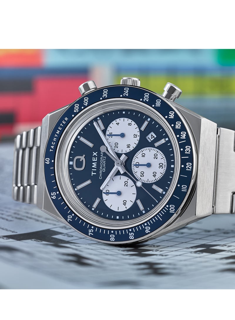 Timex Q Diver inspired Chrono SST Case Blue Dial Bracelet TW2W51600 Men's Watch - Image 3