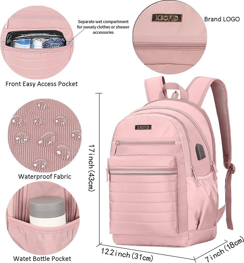 KEOFID Laptop Backpack, Travel Backpack for Men and Women, USB Charging Port - Image 3