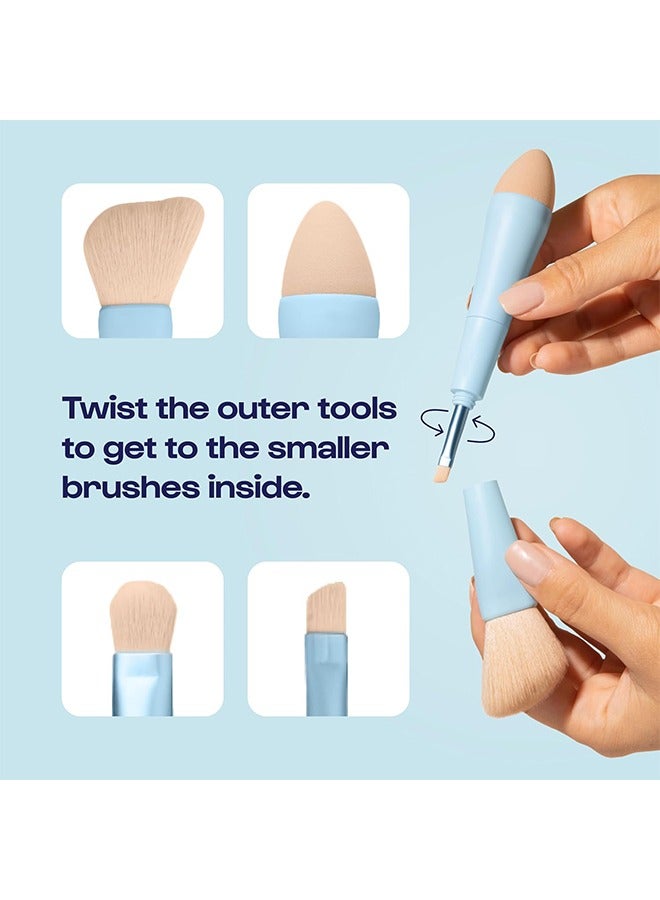 general 4-in-1 Makeup Brush - All-in-One Multi-Tasking Blending Sponge, Eyeshadow, Eyebrow u0026 Liner, Blush u0026 Bronzer Brush - On-the-Go Makeup Applicator Tool - Vegan u0026 Travel-Friendly - Image 3