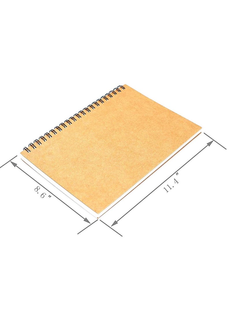 KASTWAVE Spiral Sketch Book Large Notebook Kraft Cover Blank Sketch Pad Wirebound Sketching for Drawing Painting 8.5x11-Inch (2 Pack) 200 Sheets, 100 Sheets, 200Pages Each - Image 4