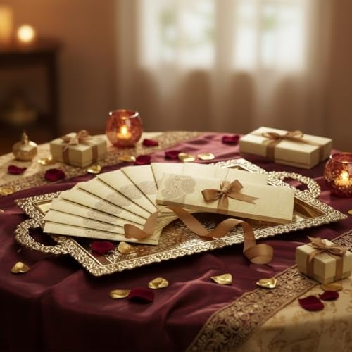 Krisah Paper Motif Printed Sagan/Shagun/Cash/Gift Paper Envelopes (Pack of 50, Beige) - Image 4