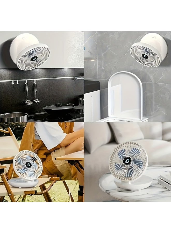 Adjustable Mini Fan, Wall-Mountable and Foldable with 3-Speed Breeze，Space-Saving Design，1200mAh，for Living room, Kitchen, Bedroom, Camping  - Image 4