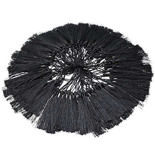 VAPKER 100 Black Silky Tassels 13cm/5-Inch with 2-Inch Cord Loop for Jewelry Making, DIY Projects, Bookmarks - Image 2