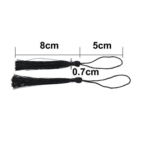 VAPKER 100 Black Silky Tassels 13cm/5-Inch with 2-Inch Cord Loop for Jewelry Making, DIY Projects, Bookmarks - Image 3