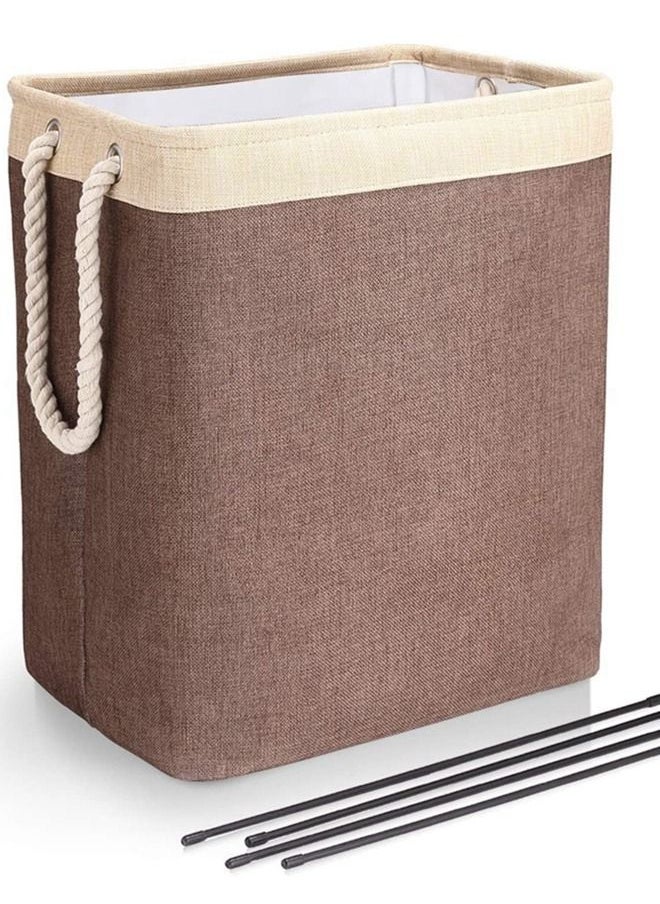 HomarKet Laundry Basket with Handles Linen Hampers for Laundry Storage Bags Built-in Lining with Detachable Brackets Holding Foldable Laundry Hamper for Toys Clothing Organization Brown  - Image 1