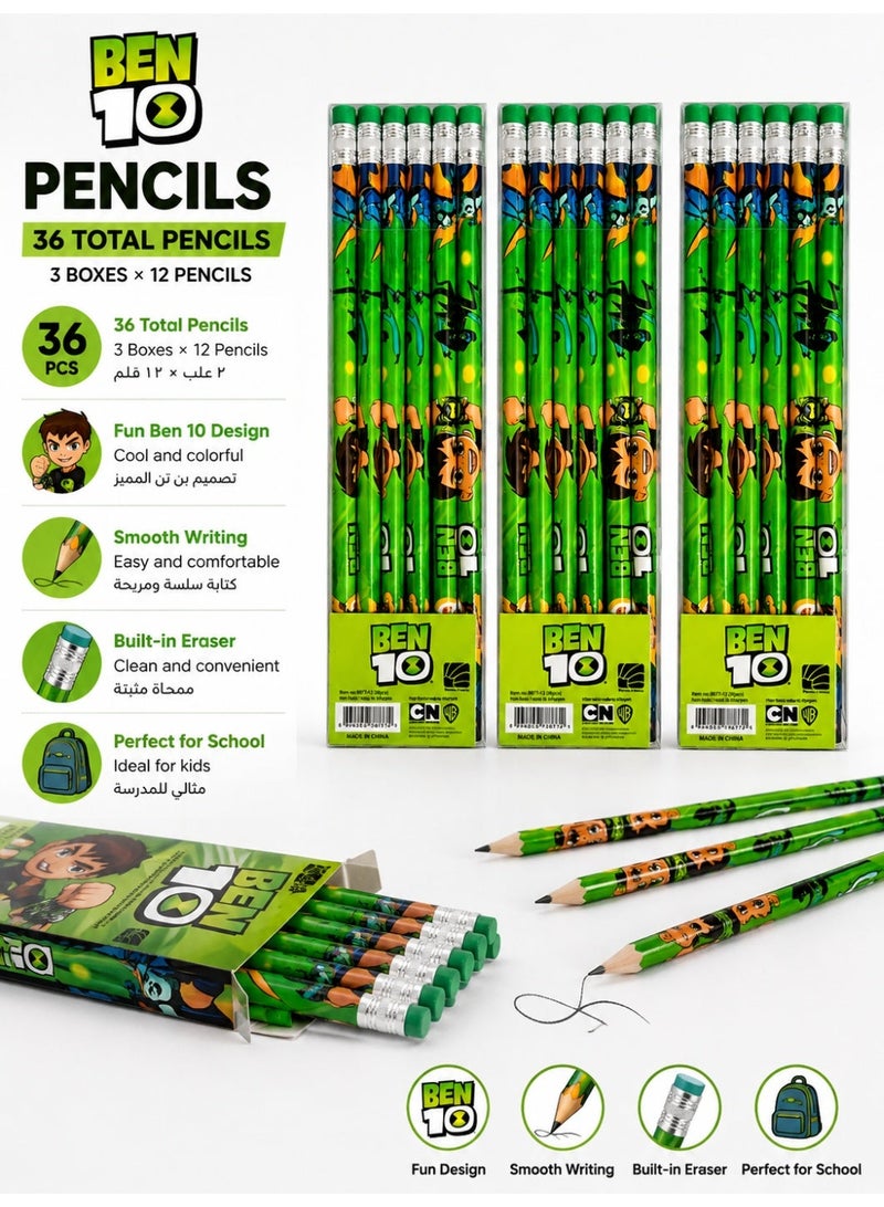 طقم أقلام رصاص HB بتصميم كرتوني للأبطال الخارقين - 36 قلم (3 علب × 12 قلم) - Image 3