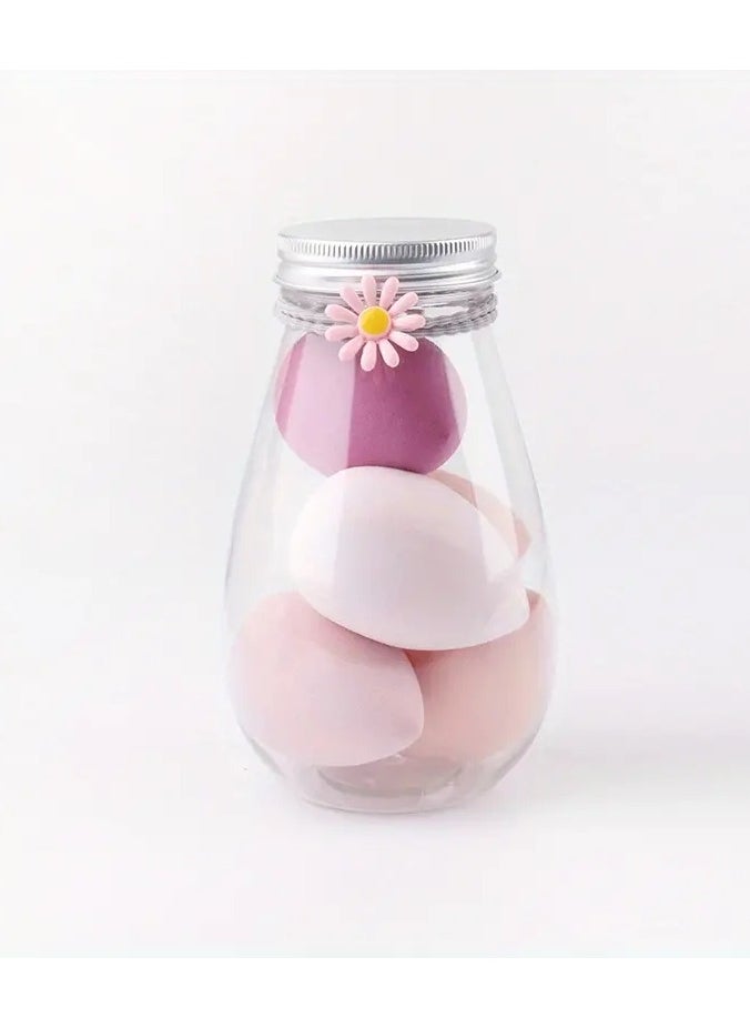ORiTi - 6Pcs Soft Teardrop Blender Sponge Set with Jar Flawless Bottle Design for Perfect Makeup Application - Pink - Image 1