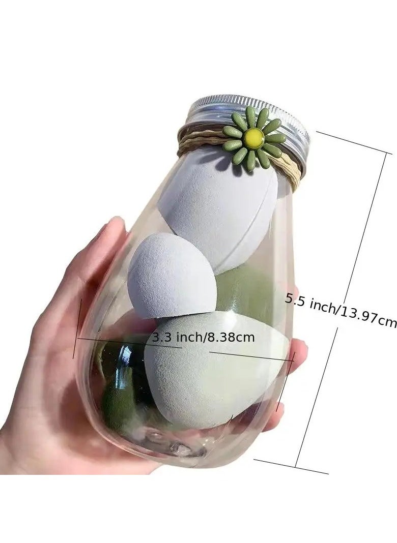ORiTi - 6Pcs Soft Teardrop Blender Sponge Set with Jar Flawless Bottle Design for Perfect Makeup Application - Pink - Image 1