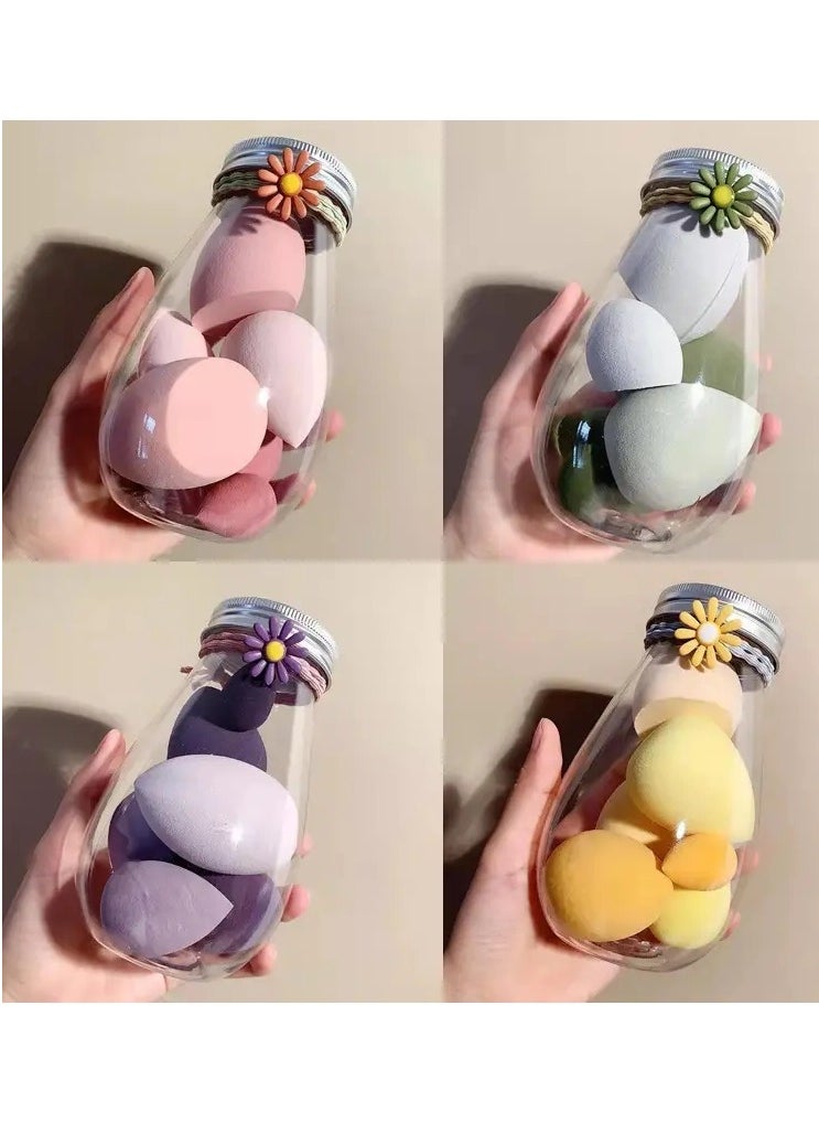 ORiTi - 6Pcs Soft Teardrop Blender Sponge Set with Jar Flawless Bottle Design for Perfect Makeup Application - Pink - Image 1