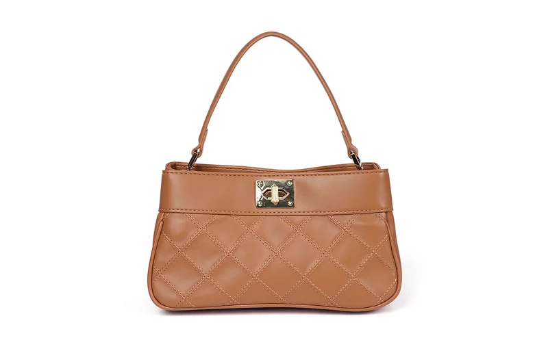 كابلي حقيبة يد من الجلد الصناعي بتصميم الكويلتينغ