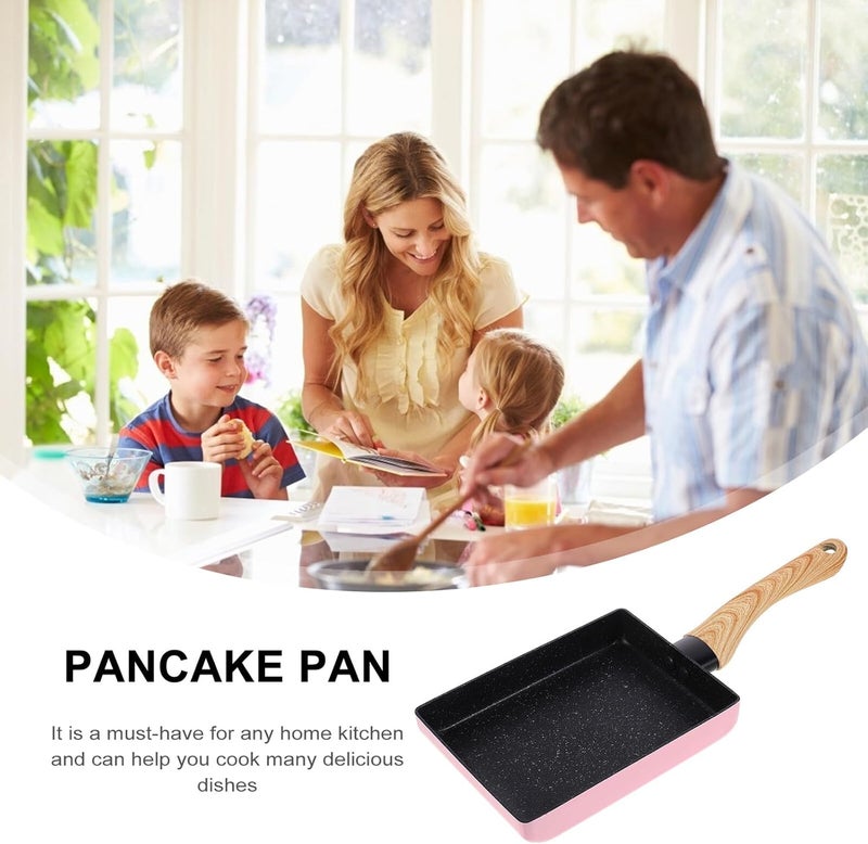 Ipetboom Nonstick Maifan Stone Omelet Frying Pan 8-inch Flat Griddle Pan with Handle, Pink Wood Grain Coating, Safe Cookware for Kitchen and Restaurant Use - Image 5