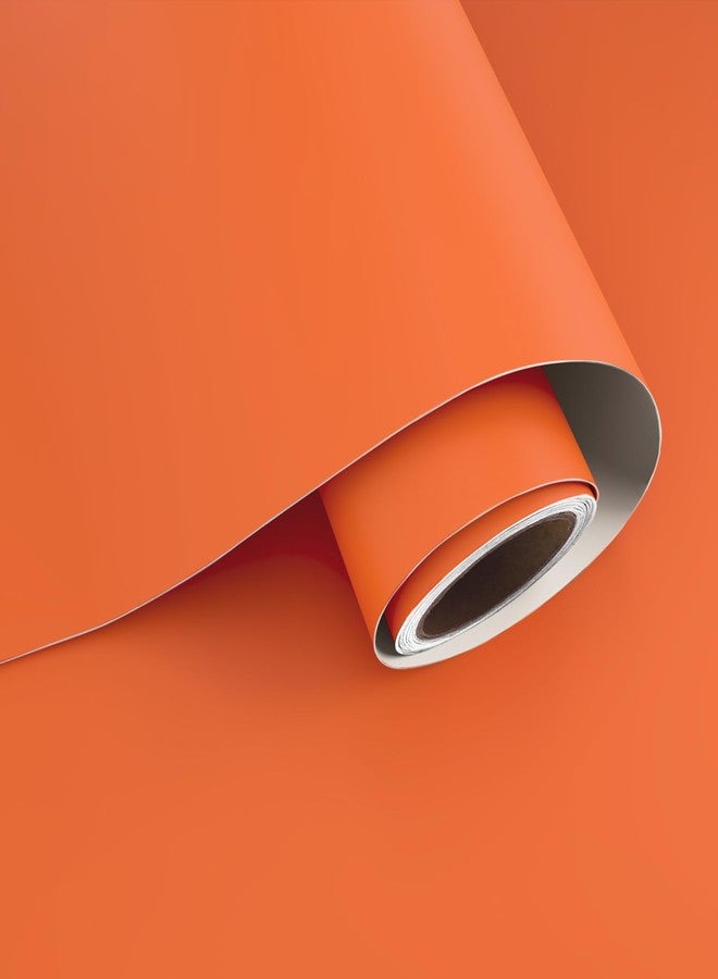 VaryPaper ورق جدران VaryPaper برتقالي مطفي، مقاس 15.7 بوصة × 78.7 بوصة، ورق لاصق برتقالي مقاوم للماء، مناسب للخزائن والجدران، ورق جدران مزخرف بلون موحد، ورق جدران فينيل ذاتي اللصق قابل للإزالة، مناسب لغرف النوم - Image 1