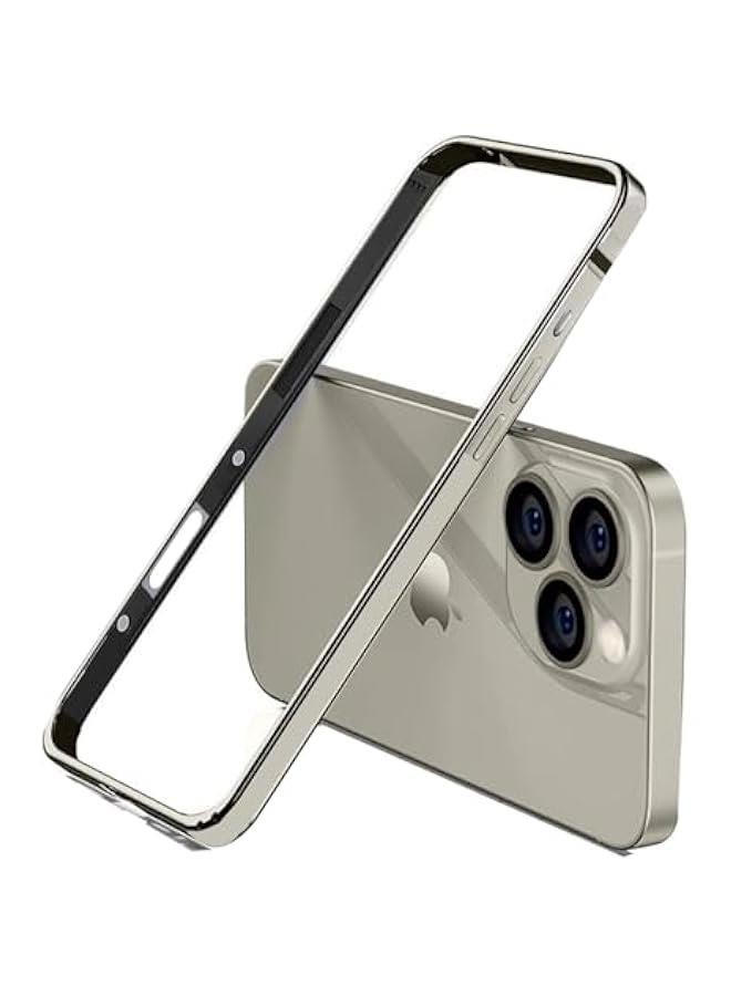 New Aluminum Frame Metal Bumper Frame Hard Case Cover for iPhone16 Pro, Metal Frame with Soft Inner Bumper, Raised Edge Protection (Gray Titanium, for iPhone16 Pro) - Image 1