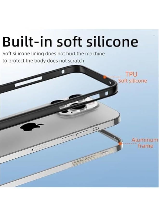 New Aluminum Frame Metal Bumper Frame Hard Case Cover for iPhone16 Pro, Metal Frame with Soft Inner Bumper, Raised Edge Protection (Gray Titanium, for iPhone16 Pro) - Image 2