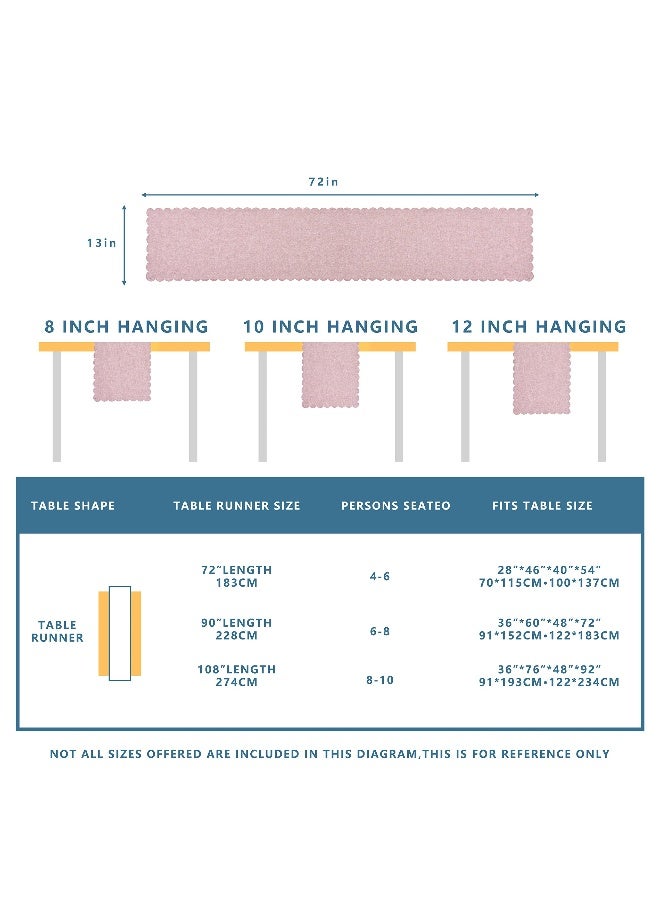 Winotic Table Runner 13 x 72 Inches Long, Cotton Linen Farmhouse Scallop Style Pink Table Linen for Kitchen Dining Coffee Table Parties Wedding Home Decor (13” x 72”, Pink) - Image 5