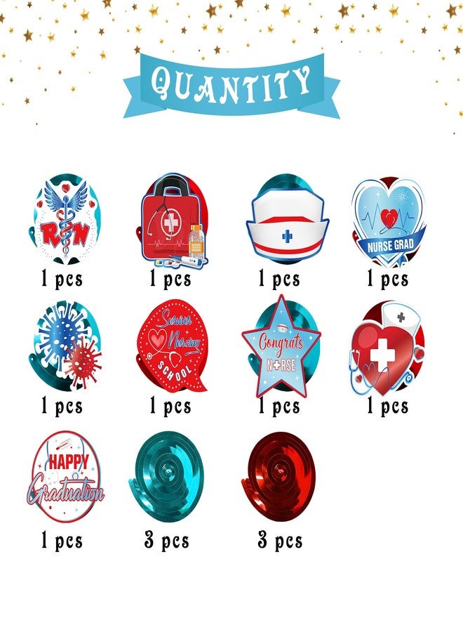 INNORU Congrats Nurse Hanging Swirls Streamers, Foil Ceiling Nurse Graduation Party Swirls Supplies, Medical Nursing School Graduation Party Hanging Decorations Supplies 15 PCS - Image 3