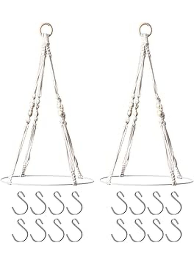 Macrame Herb Drying Racks Cotton Rope Hangers 16 Hooks - Image 1
