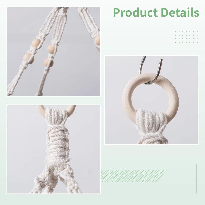 Macrame Herb Drying Racks Cotton Rope Hangers 16 Hooks - Image 4