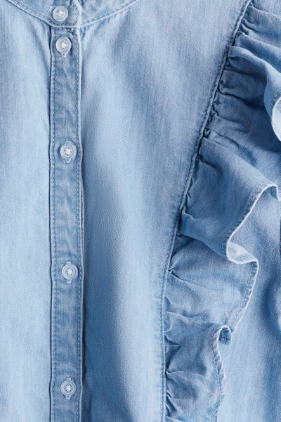 H&M Frill-trimmed denim blouse