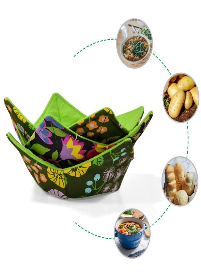 ZUYYON 2 Pcs Microwave Safe Hot Bowl Holder Potholders - Keep Hands Cool and Food Warm - Multipurpose Bowl Cozy for Soup Rice Pasta(Green) - Image 3