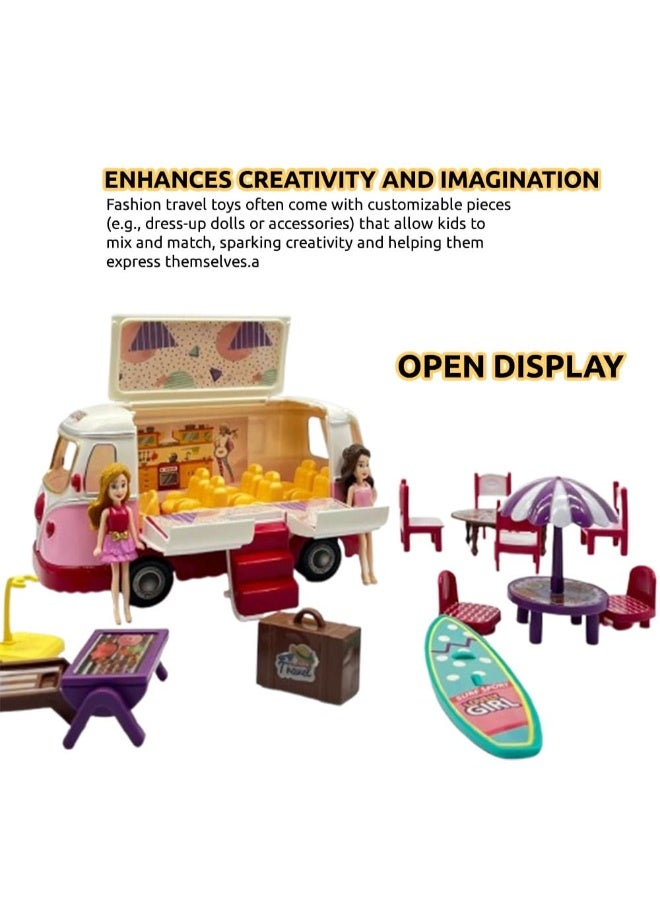 TOY GARDEN TOY GARDEN Fashion Bus Travel Toy – Stylish World Tour Playset for Girls Ages 3+ | Educational Role Play & Dress-Up Set - Image 2