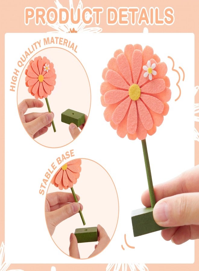 SUNBEAUTY مجموعة زينة طاولات من اللباد على شكل زهور الأقحوان من صن بيوتي، 8 قطع، لتزيين حفلات أعياد الميلاد، زينة حفلات أعياد الميلاد بزهرة الأقحوان، زينة زهور الأقحوان باللونين الوردي والبرتقالي لحفلات أعياد ميلاد البنات وحفلات استقبال المولود الجديد - Image 4
