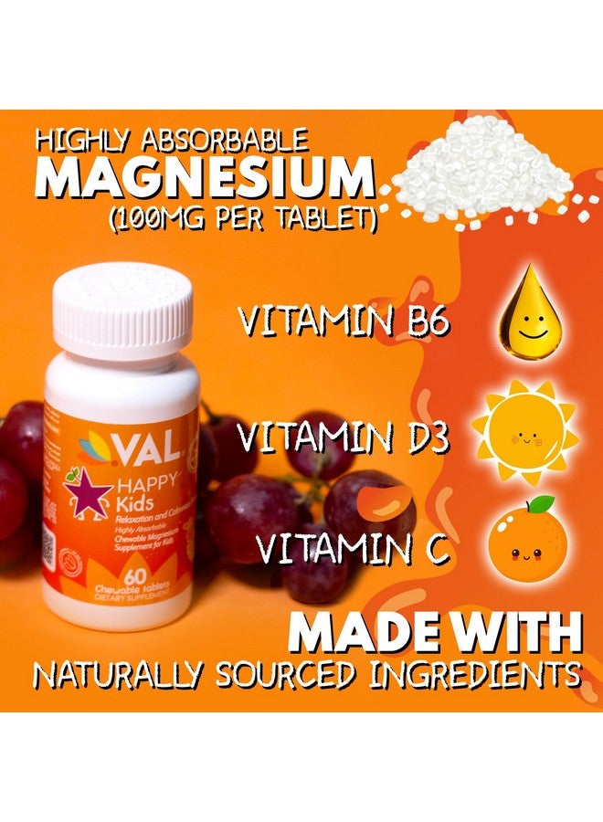 فال ماغنيسيوم للأطفال | ماغنيسيوم عالي الامتصاص للهدوء والاسترخاء والتركيز | غليسينات المغنيسيوم، سترات، وتورات | مع فيتامينات ب6، د، وج | خالٍ من السكر، غير معدل وراثيًا | 60 قرصًا للمضغ - Image 4