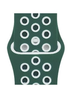 Suitable For Apple Two-color Silicone Nike Strap Nike Hole Apple Iwatch Breathable Sports Watch Strap-Color:54 Dark Night Green + White-Specifications:38/40/41mm-L