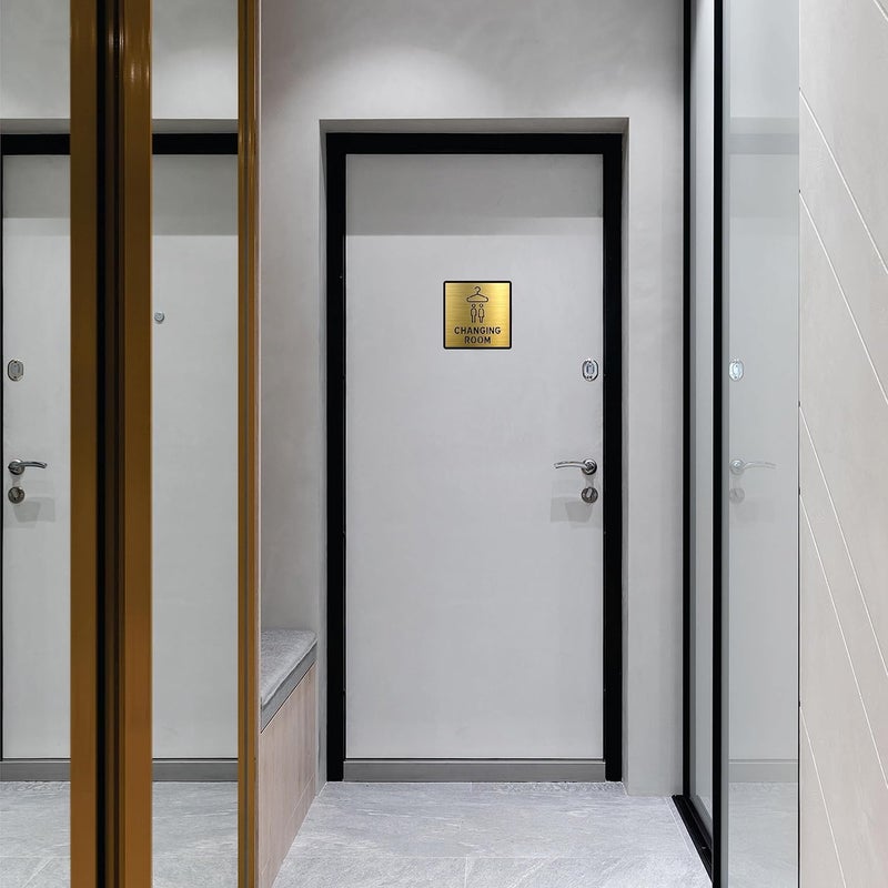 BerryBox Premium Brush Steel Finish Acrylic Changing Room Door Sign Easy to Mount 3M Self-Adhesive Tape Signage for Hotel Office Resort Society Corporate Business. - Image 5