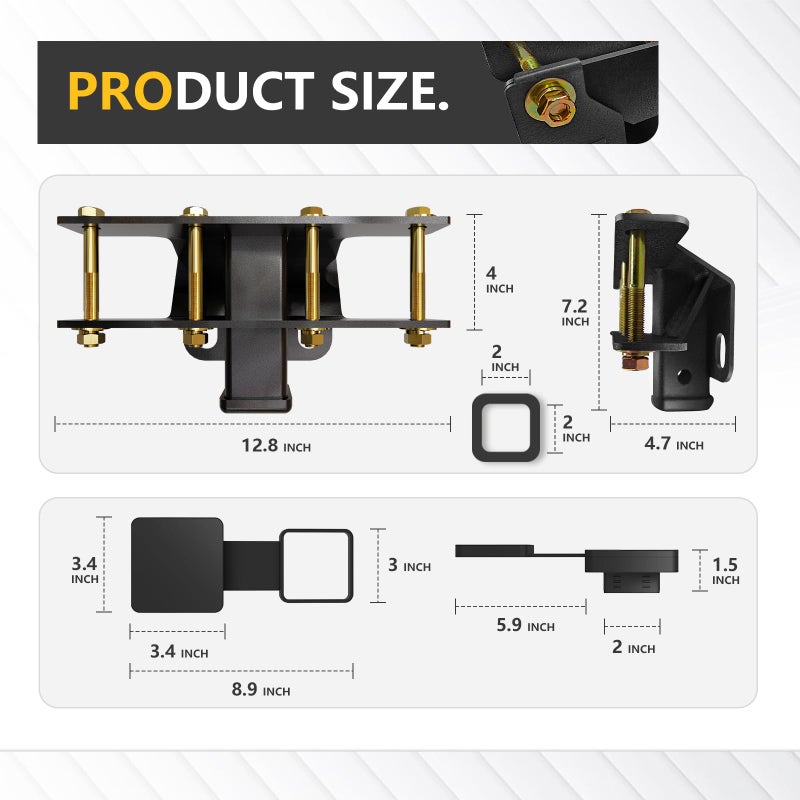 YZONA Tow Hitch 2 Inch, for Jeep Wrangler Hitch Trailer Kit with 4-Pin Wiring Harness Compatible with 2007-2018 JK JKU Hitch Receiver with Cover, 2 Inch Rear Bumper Towing Combo (2/4 Doors Unlimited) - Image 3