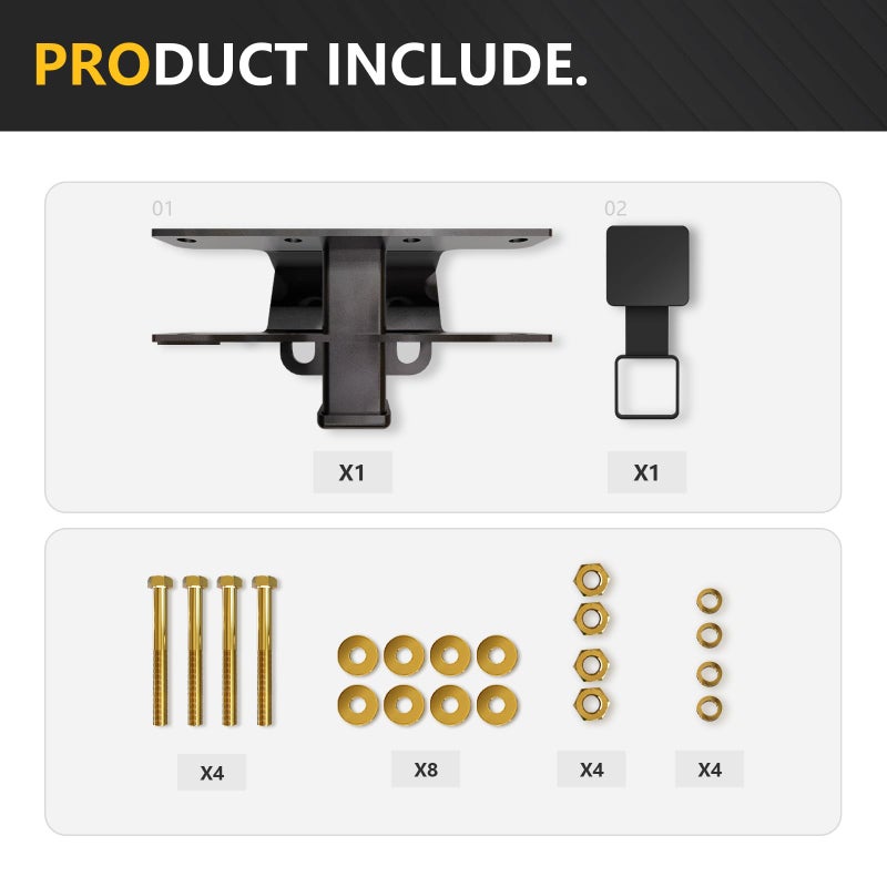 YZONA Tow Hitch 2 Inch, for Jeep Wrangler Hitch Trailer Kit with 4-Pin Wiring Harness Compatible with 2007-2018 JK JKU Hitch Receiver with Cover, 2 Inch Rear Bumper Towing Combo (2/4 Doors Unlimited) - Image 5