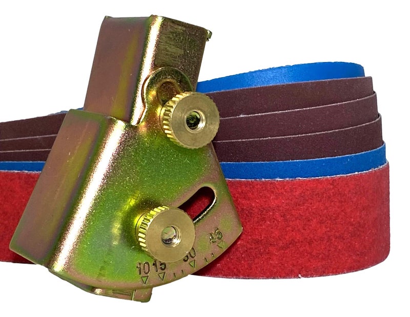 TAMROD HOLDINGS LLC Knife Sharpening Angle Guide fits 1X30 Belt Sander with Assorted 6 Pack of 1X30 Sharpening Sanding Belts