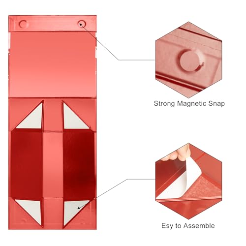 CHARMGIFTBOX Christmas Gift Boxes with Lids 3 Pack, 9x7x3.7 Inches Luxury Xmas Eve Gift Box with Ribbon Gift Card Envelope Tag, Collapsible Red Gift Boxes with Magnetic Closure for Presents Wrapping Gifts - Image 5