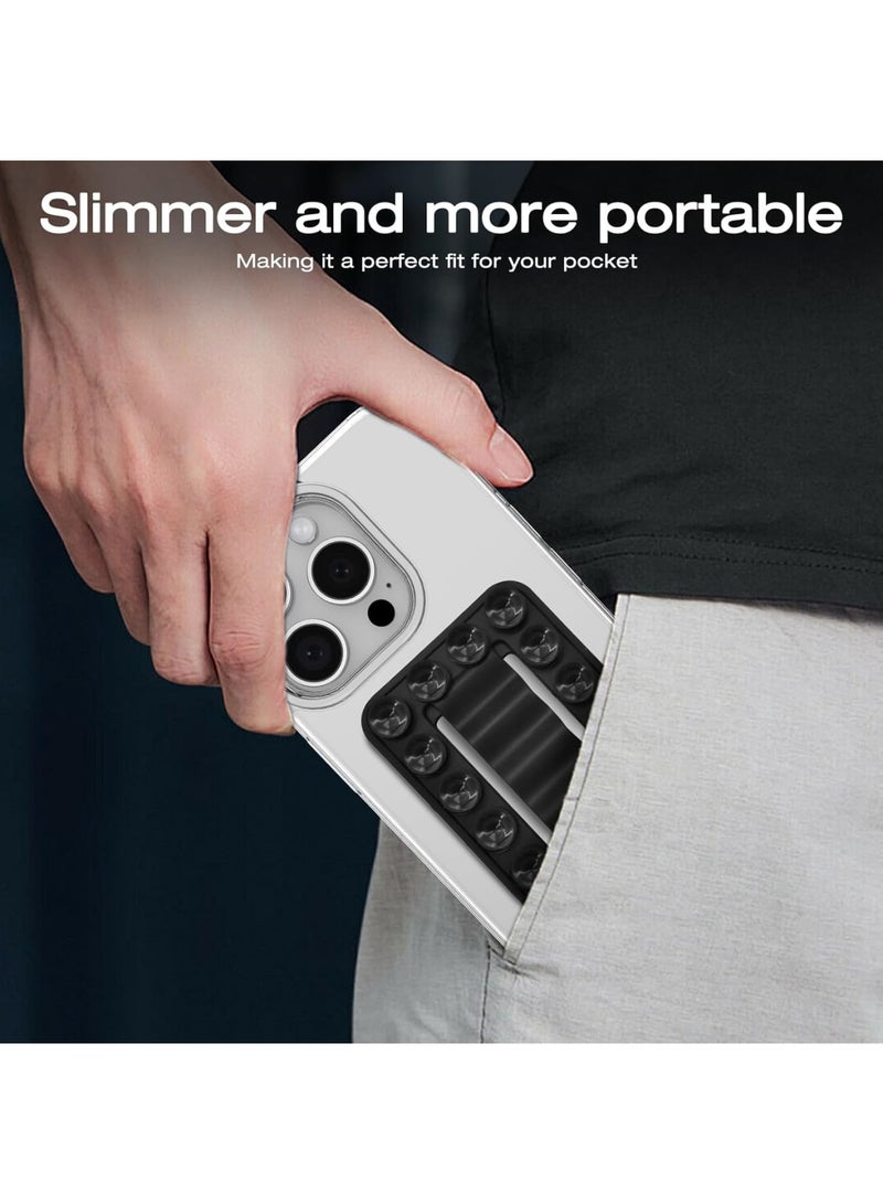 SOLARAE 2 Pack Silicone Suction Phone Case Adhesive Mount, Non Slip Suction Cup Hands-Free Phone Accessories Holder for iPhone and Android, Suitable for Selfies and Hands-Free Video (Black) - Image 3