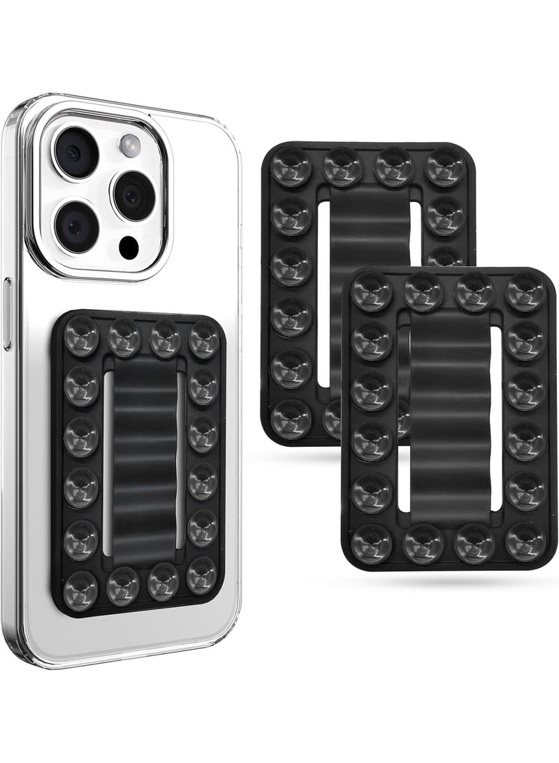 SOLARAE 2 Pack Silicone Suction Phone Case Adhesive Mount, Non Slip Suction Cup Hands-Free Phone Accessories Holder for iPhone and Android, Suitable for Selfies and Hands-Free Video (Black) - Image 1