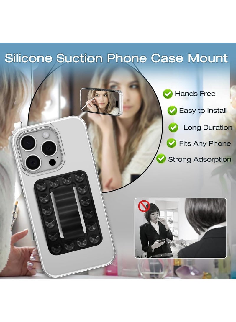 SOLARAE 2 Pack Silicone Suction Phone Case Adhesive Mount, Non Slip Suction Cup Hands-Free Phone Accessories Holder for iPhone and Android, Suitable for Selfies and Hands-Free Video (Black) - Image 4