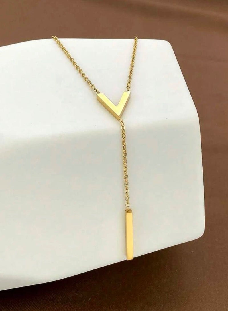 نونز أب سلسال نسائي أنيق مصنوع من الاستانلس ستيل مطلي باللون الذهبي عيار 18 - Image 2