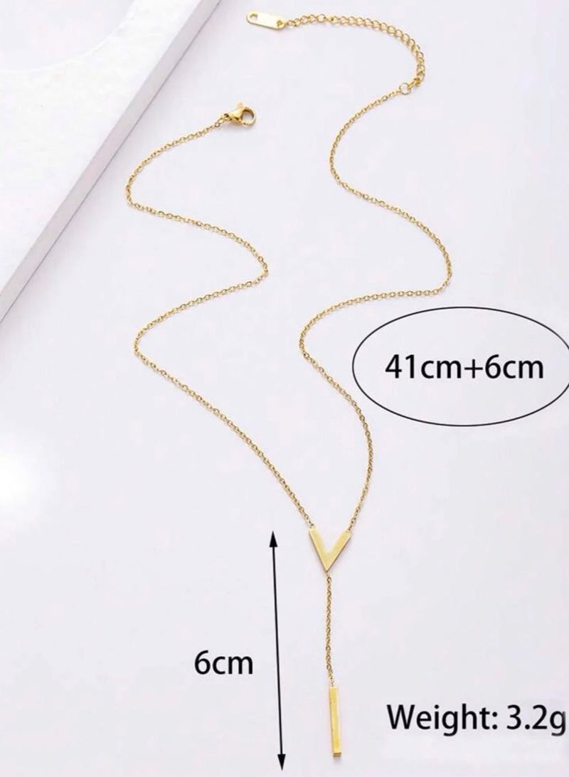 نونز أب سلسال نسائي أنيق مصنوع من الاستانلس ستيل مطلي باللون الذهبي عيار 18 - Image 3