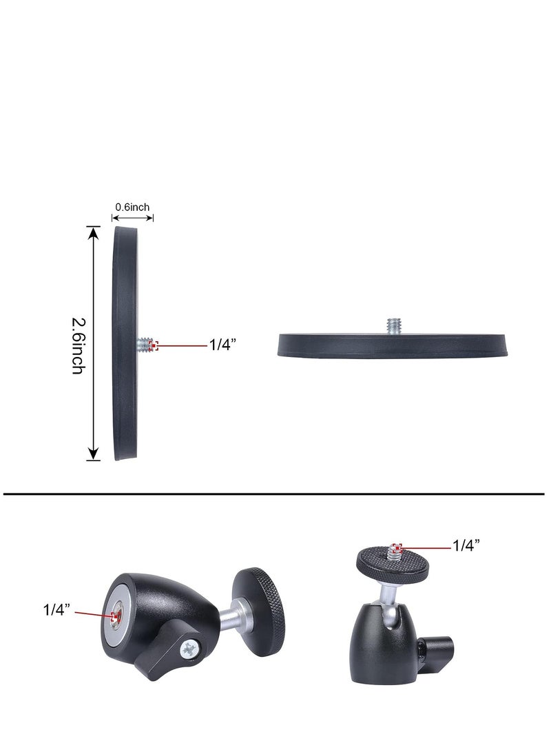 KASTWAVE Magnetic Camera Mount Base with Mini Ball Head and Adapter for Action Camera/DJI Osmo / Insta360 /Blink Camera Wyze Cam Small DSLR Security Camera Light & More with a 1/4"-20 - Image 4