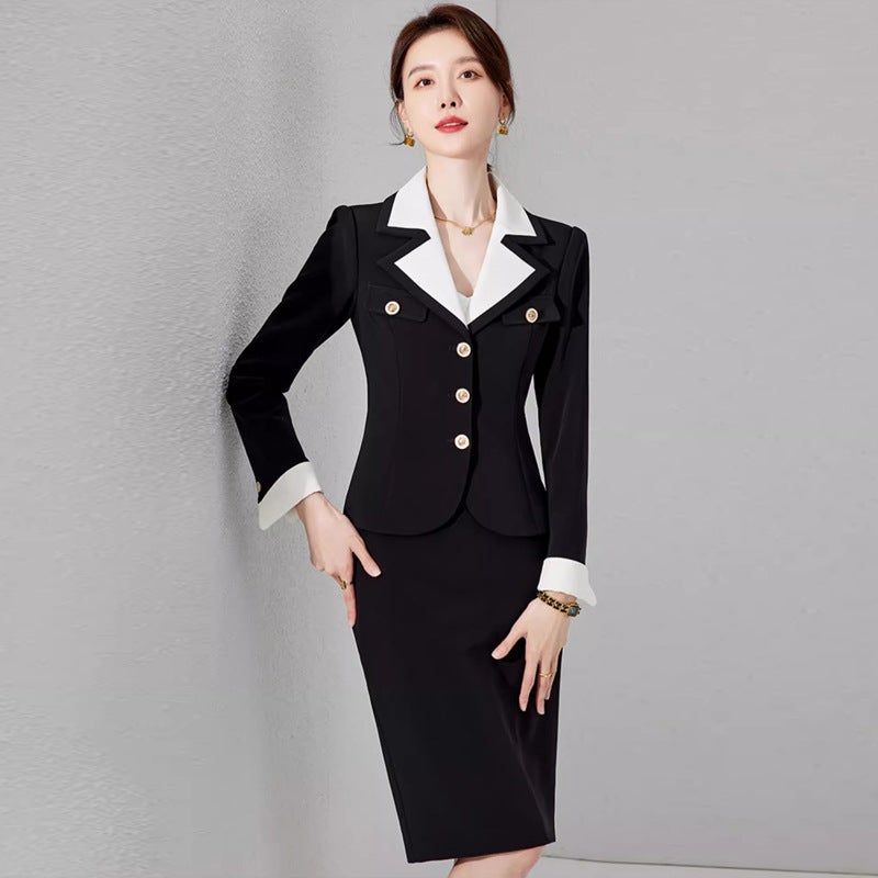 Fashion Black Color Matching Business Wear Formal Wear Beauty Salon Suit Work Clothes Slim Slimming Jewelry Shop Work Clothes - Image 2