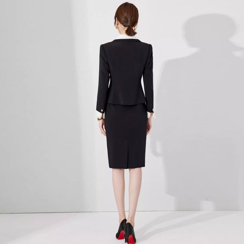Fashion Black Color Matching Business Wear Formal Wear Beauty Salon Suit Work Clothes Slim Slimming Jewelry Shop Work Clothes - Image 4