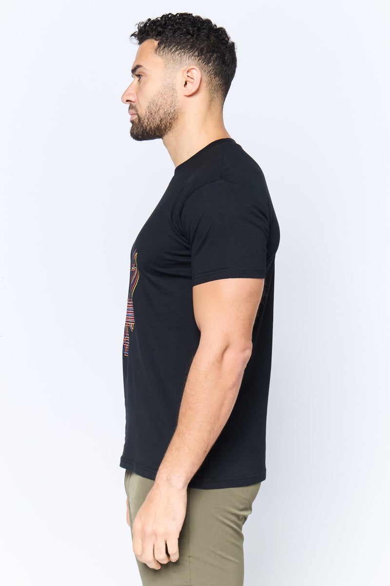 Maserati Men Crew Neck Short Sleeve Brand Logo T-Shirt, Black - Image 3