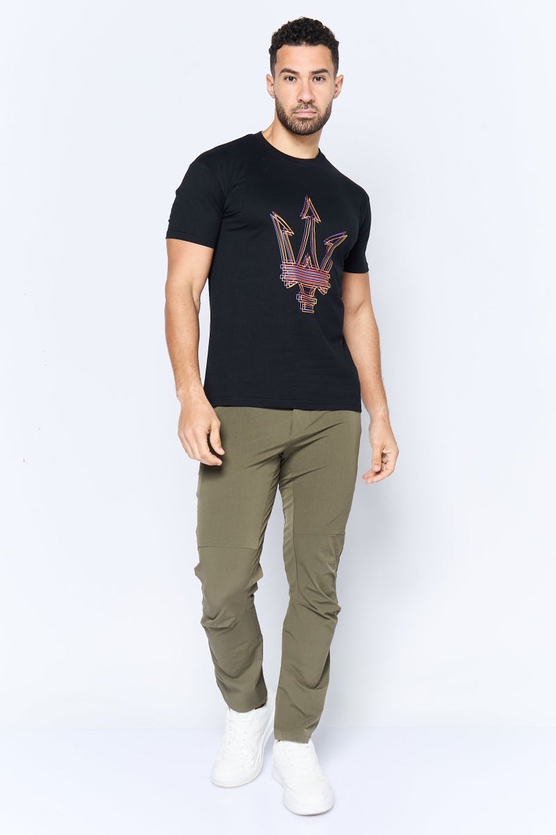 Maserati Men Crew Neck Short Sleeve Brand Logo T-Shirt, Black - Image 2