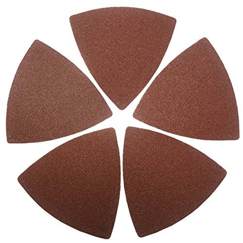XXGO 60 Pcs 120 Grits Triangular 3-1/8 Inch 80mm Hook & Loop Oscillating Tool Sanding Paper for Wood Sanding Fit 3-1/8 Inch 80mm Triangular Oscillating Multi Tool Sanding Pads XG8020120 - Image 1